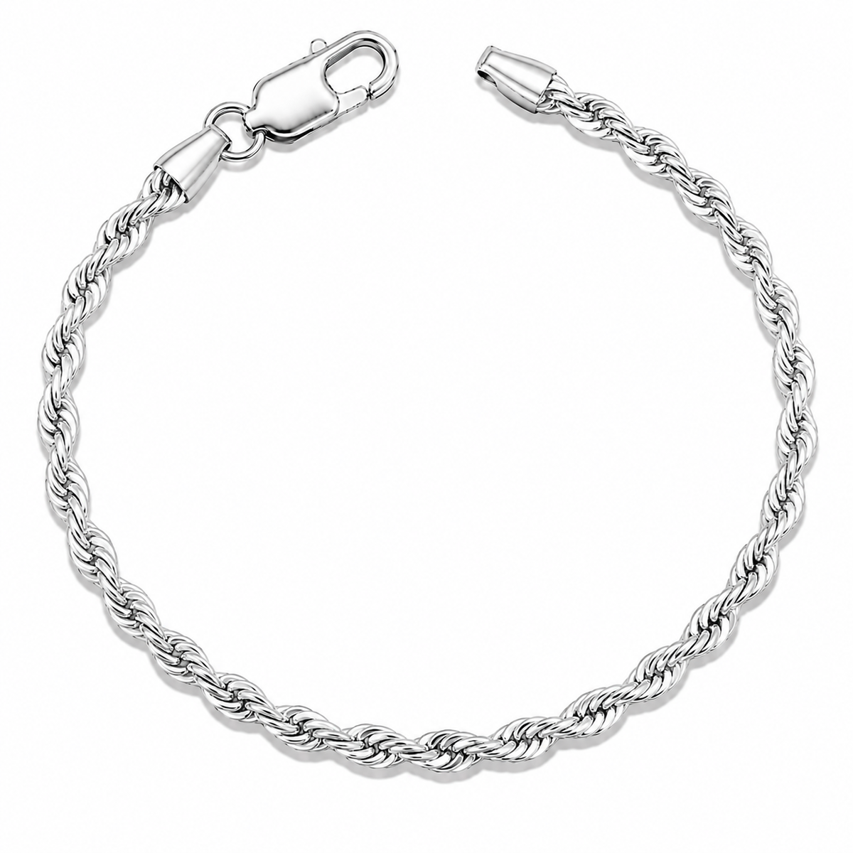 925 Sterling Silver Rope Chain Bracelet - 2mm (040)