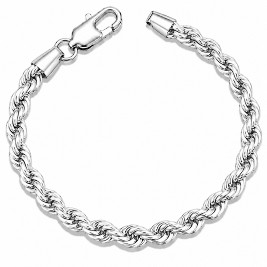 925 Sterling Silver Rope Chain Bracelet - 3.7mm (080)
