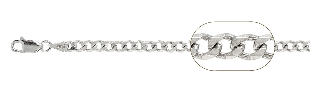 925 Sterling Silver Curb Chain Necklace - 4mm (100)