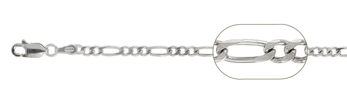 925 Sterling Silver Figaro Chain Necklace - 3.8mm (100)