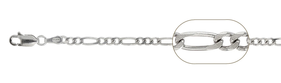 925 Sterling Silver Figaro Chain Necklace - 3.8mm (100)