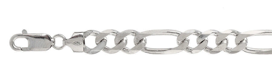 9mm 925 sterling silver Figaro chain necklace, 250 series
