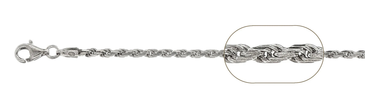 925 Sterling Silver Classic Rope Chain Necklace - 3.2mm (070)
