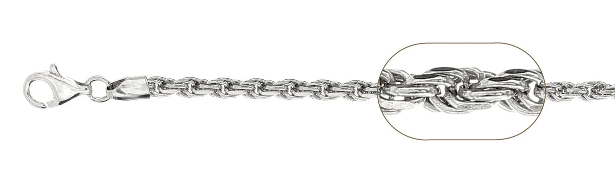 925 Sterling Silver Classic Rope Chain Necklace - 5mm (100)